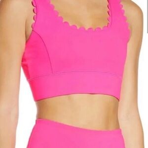 Vibrant Pink Scalloped Sports Bra